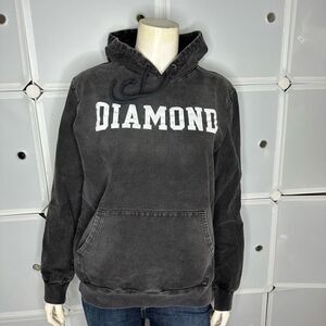 Diamond Supply Co. Drexel Faded Black Wash Spellout Logo Pullover Hoodie Size S